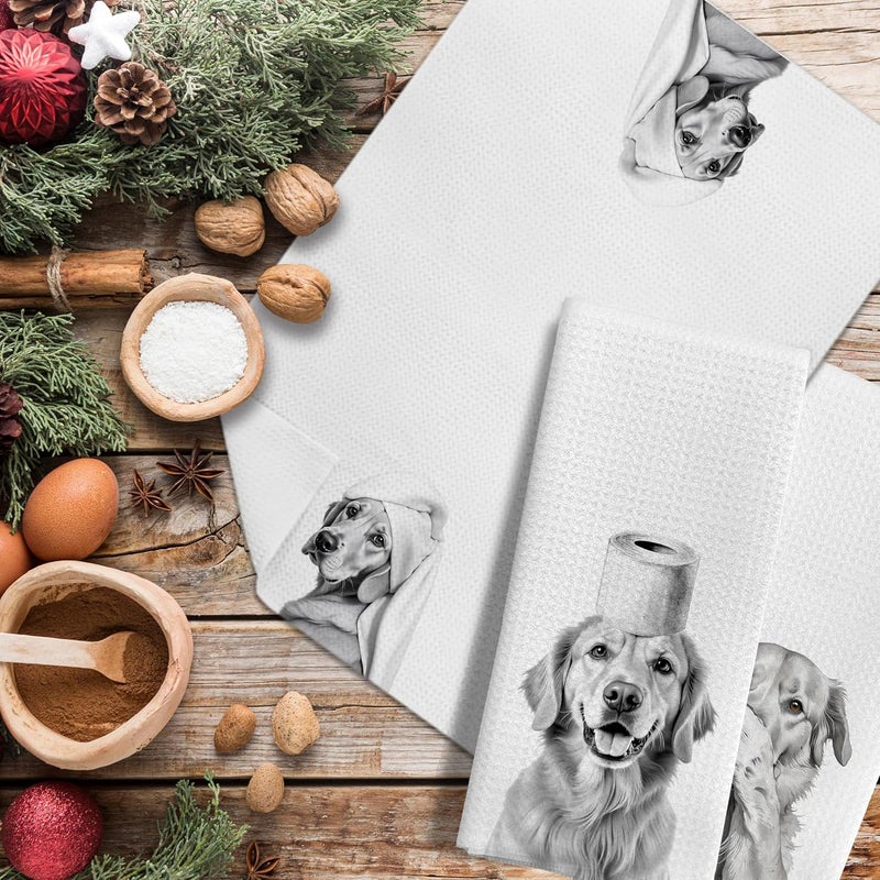 LUKIPOM Funny Golden Retriever Gifts Bathroom Hand Towels Set of 3, Golden Retriever Gifts for Women, Dog Bathroom Decor,16x24 Inch - Image 4